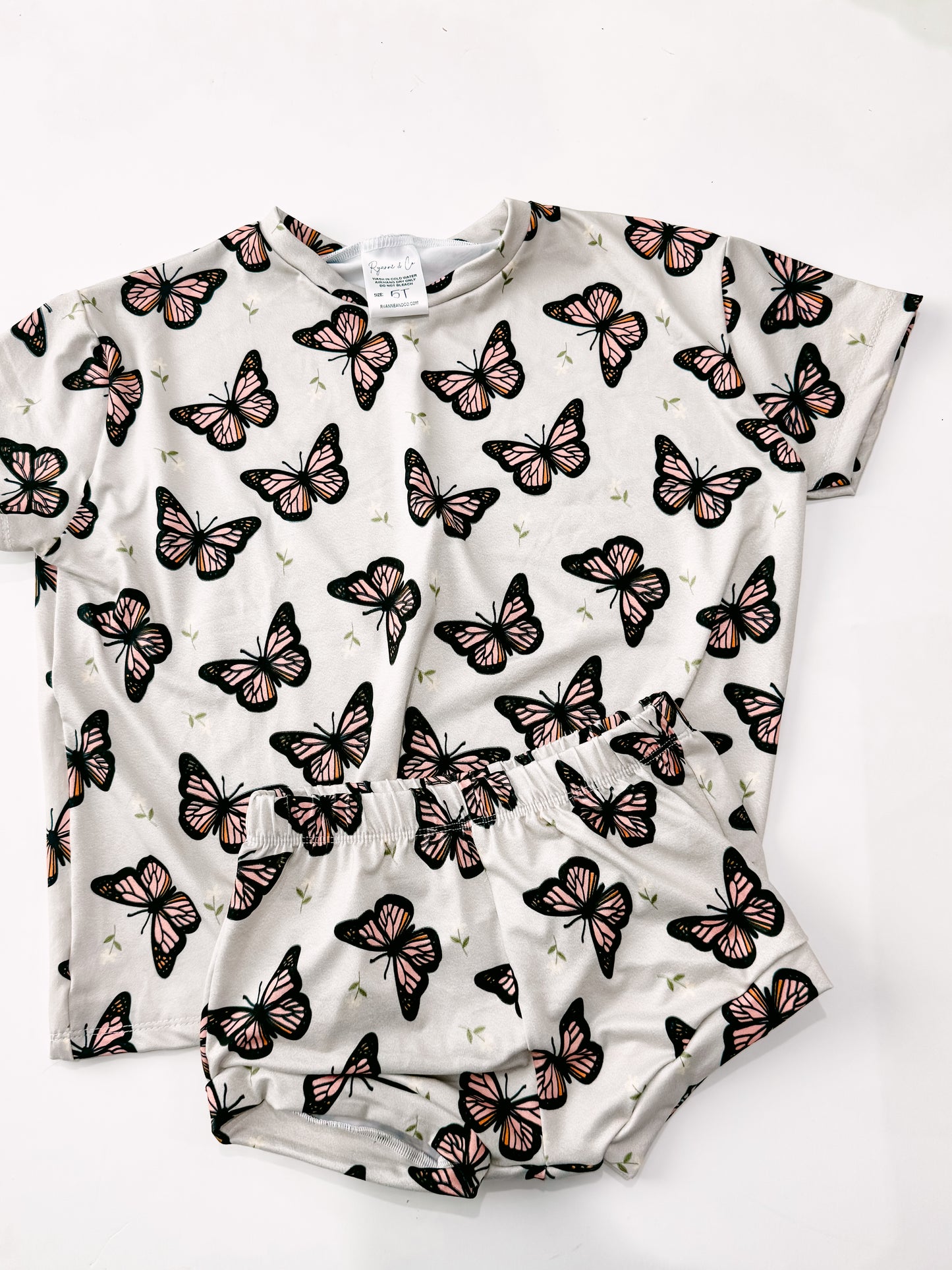5T Sage Butterflies Oversized Tee & Shorties