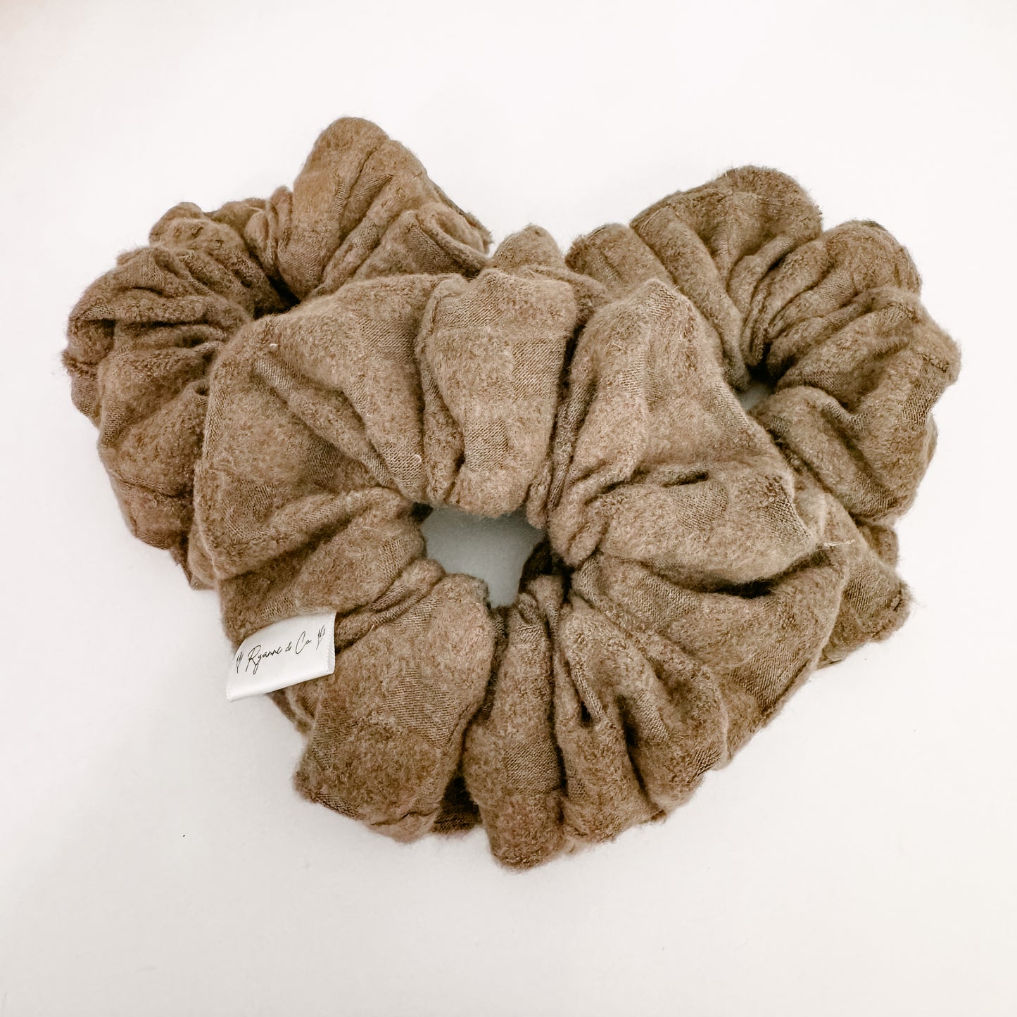 Brown Sweater Checkered Oversized Scrunchies