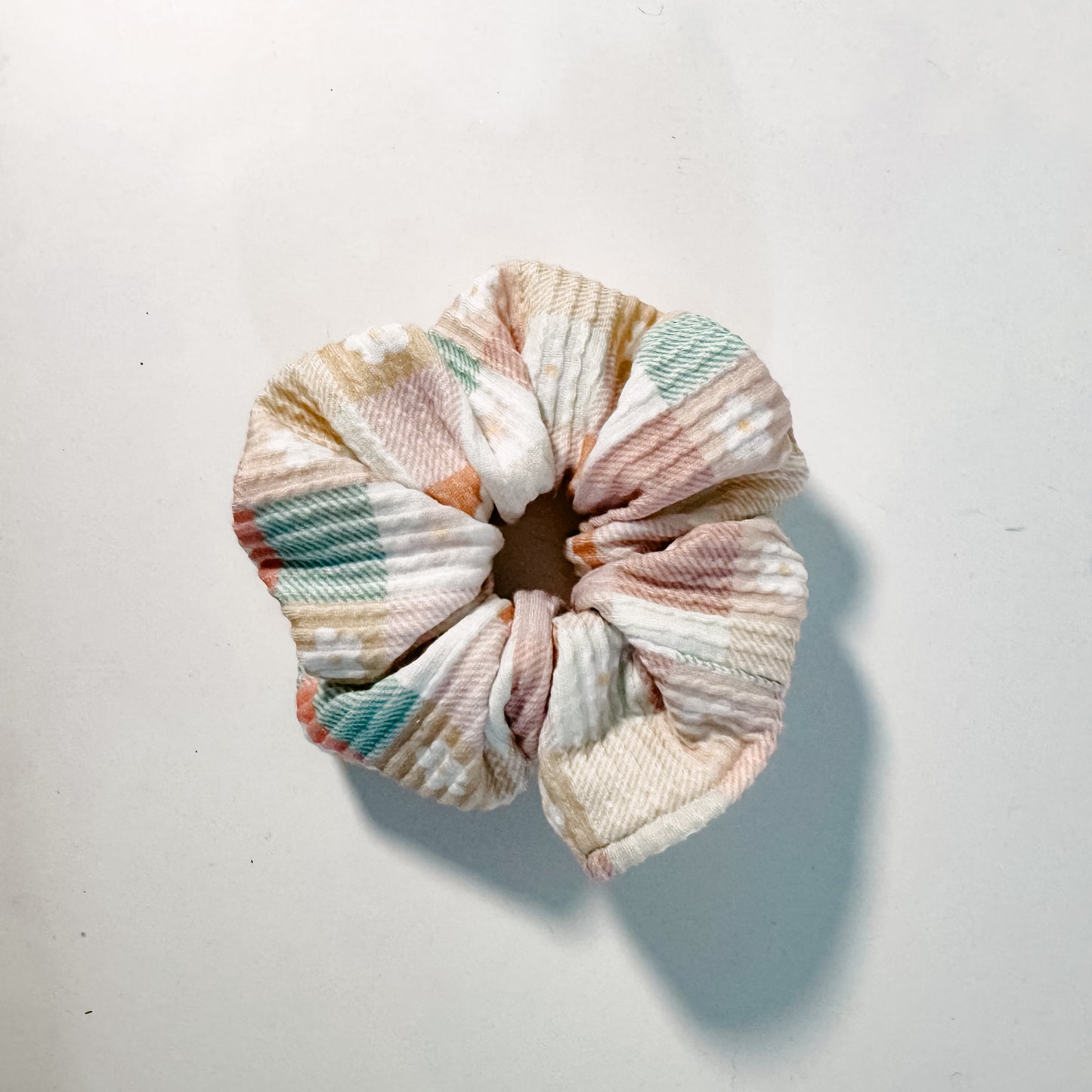 Neutral Checkered Oversized Scrunchie