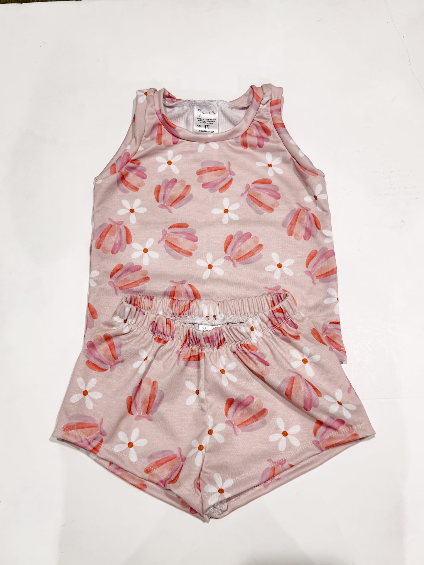 4T Pink Shells Tank & Shorts