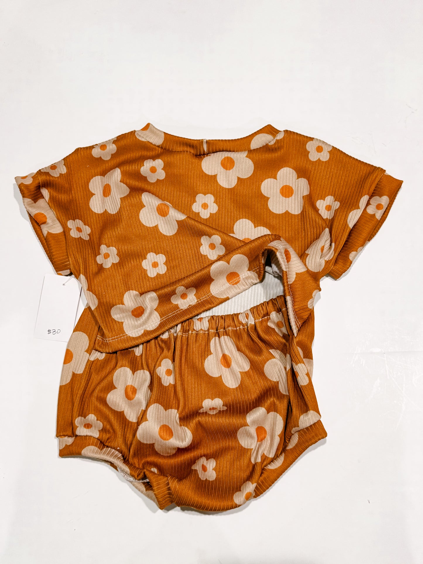 9-12m Caramel Flowers Tee Romper