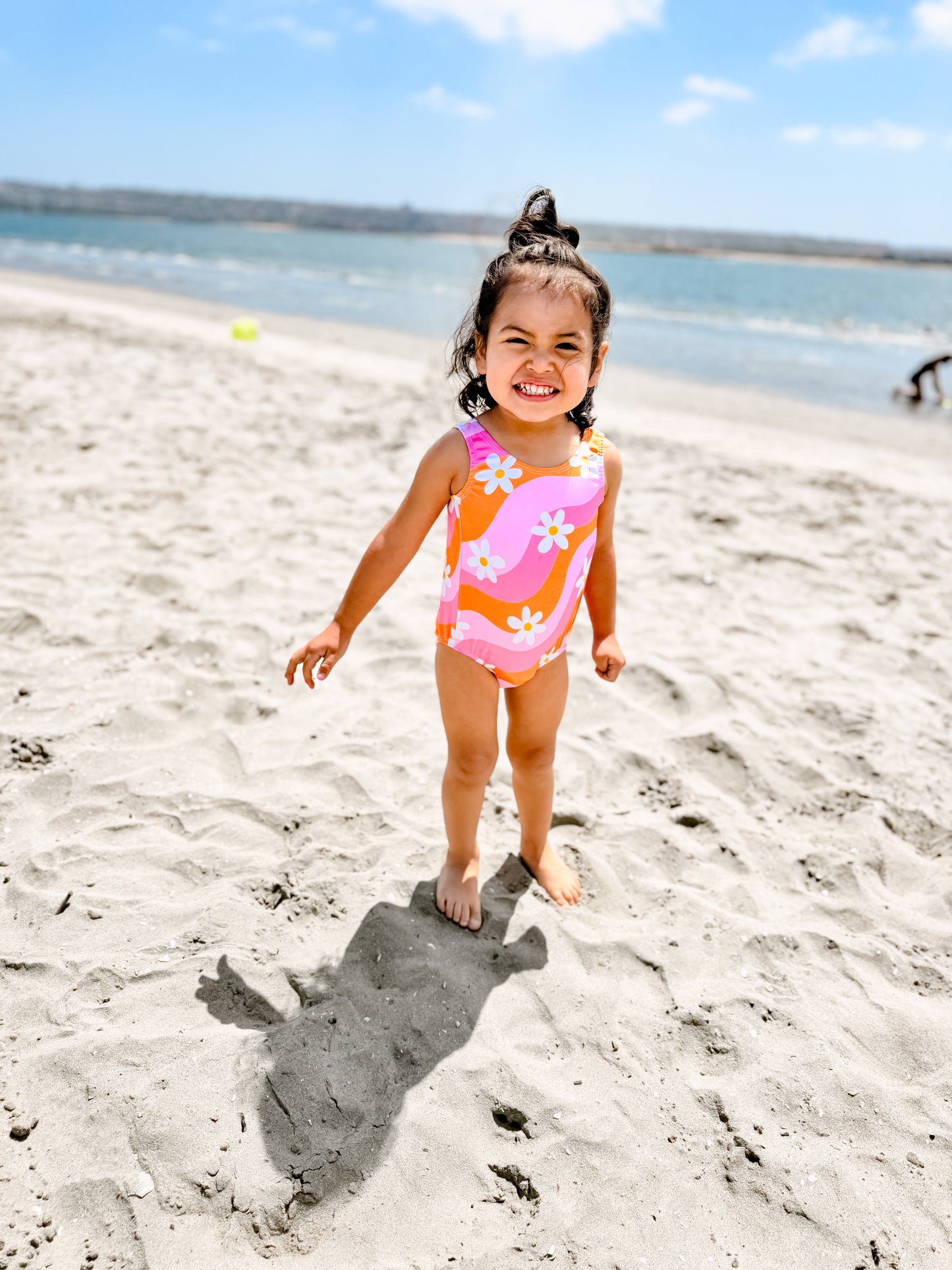 Pink Groovy Daisy 1pc Swimsuit