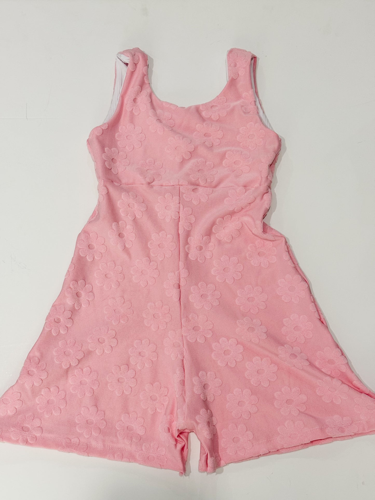 7Y Baby Pink Daisies Petal Romper
