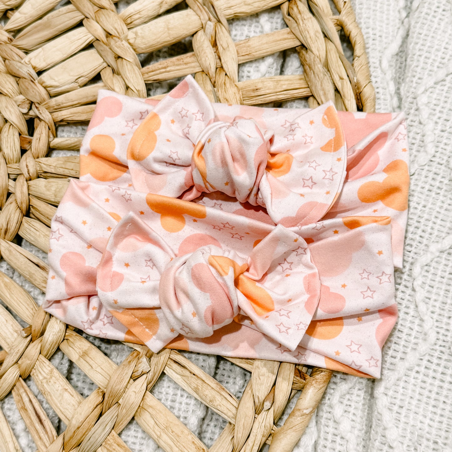 Peach Mouse Tie Headband