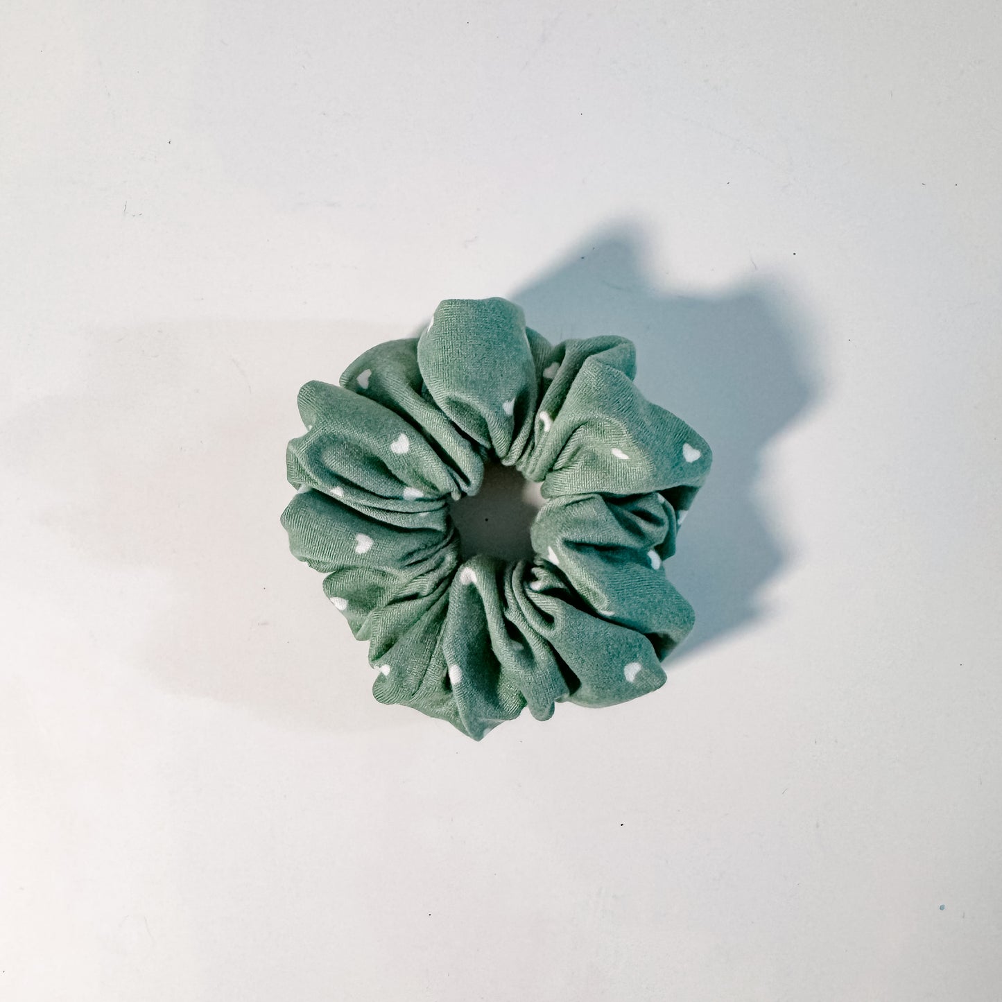 Green Hearts Mini Scrunchie