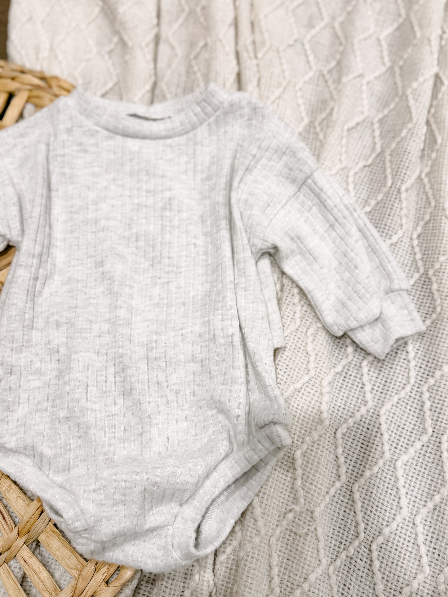 RTS 9-12m Cozy Grey Sweater Romper