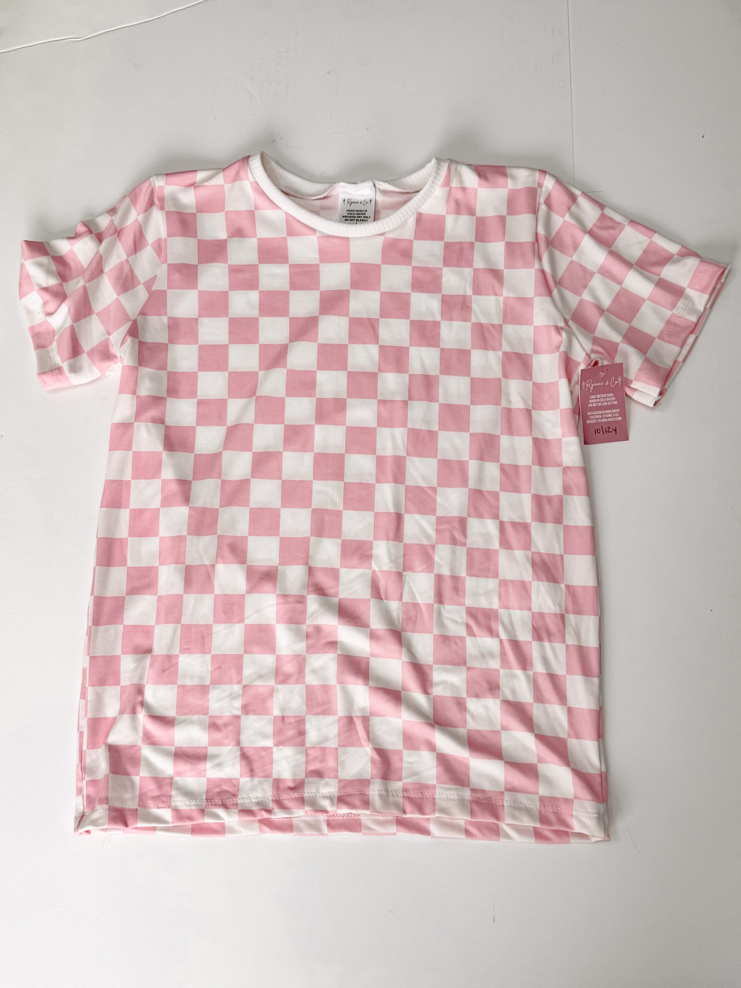 10Y Pink Checkered Tee