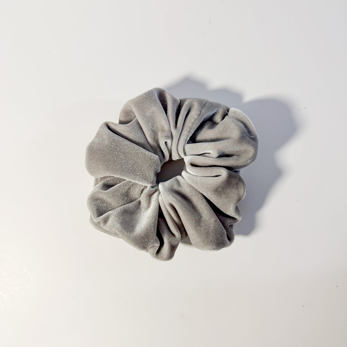 Silver Velvet Oversized Scrunchie