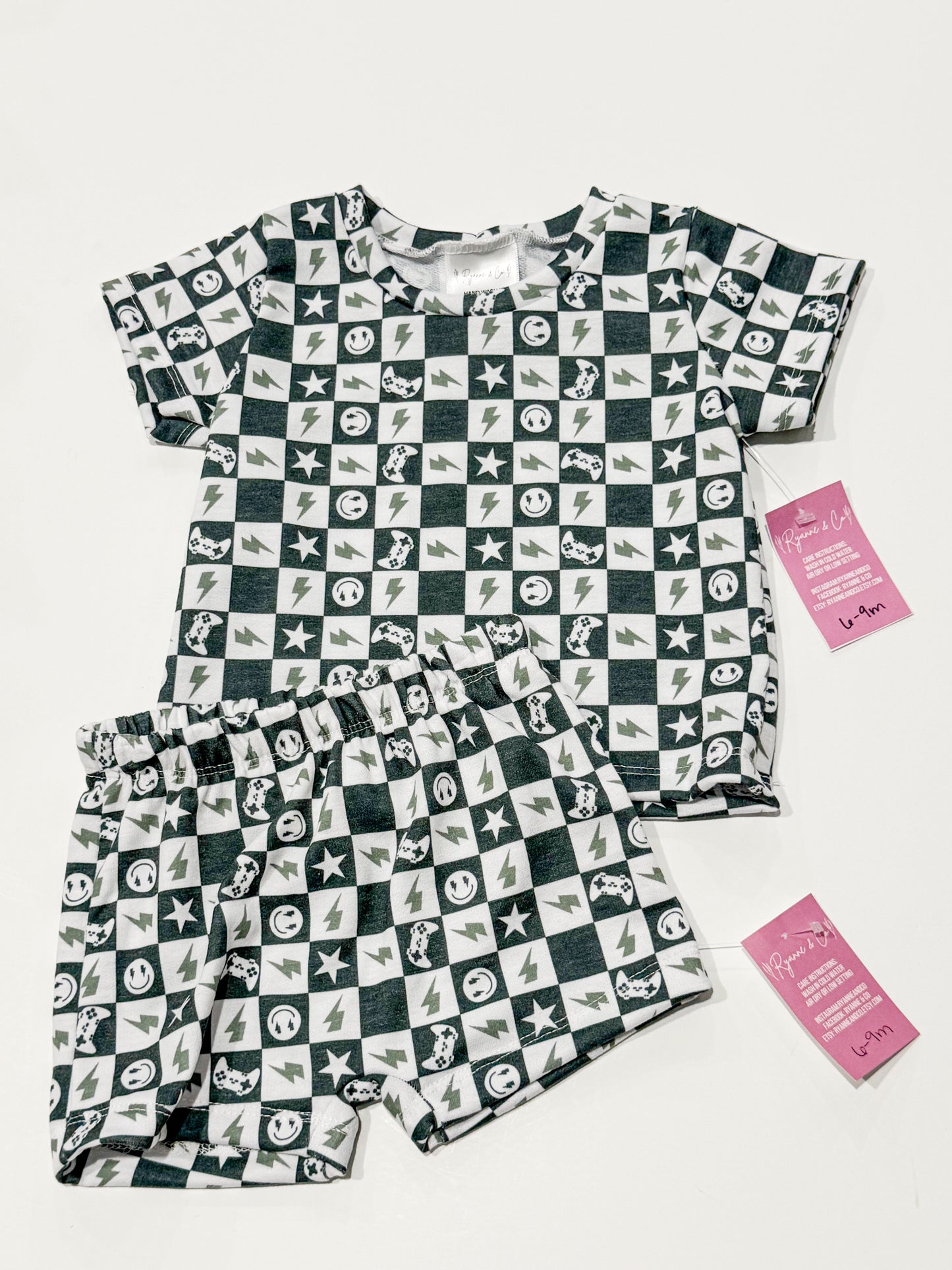 6-9m Olive Gamer Boy Set