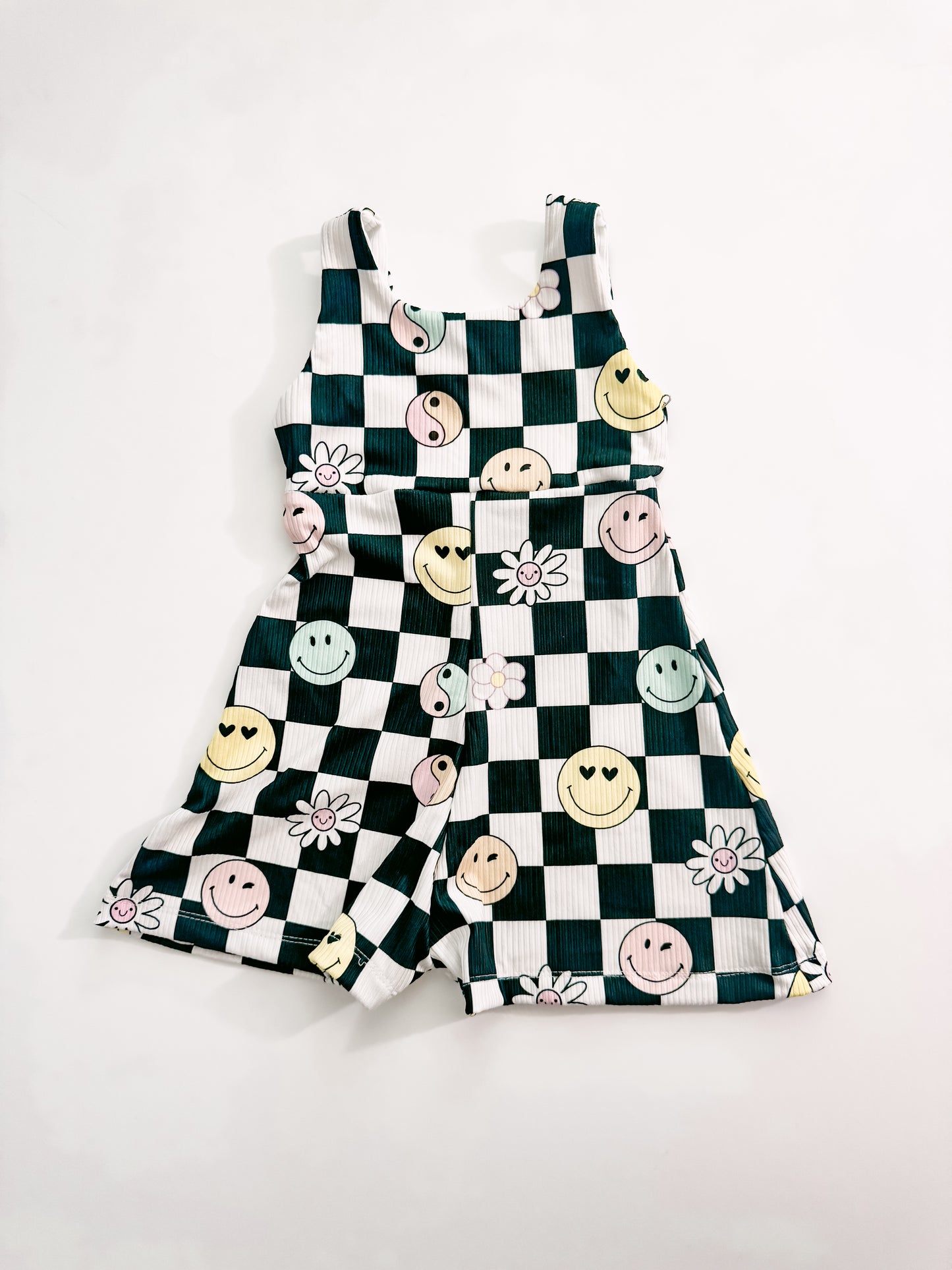 Smiley Checkered Petal Romper