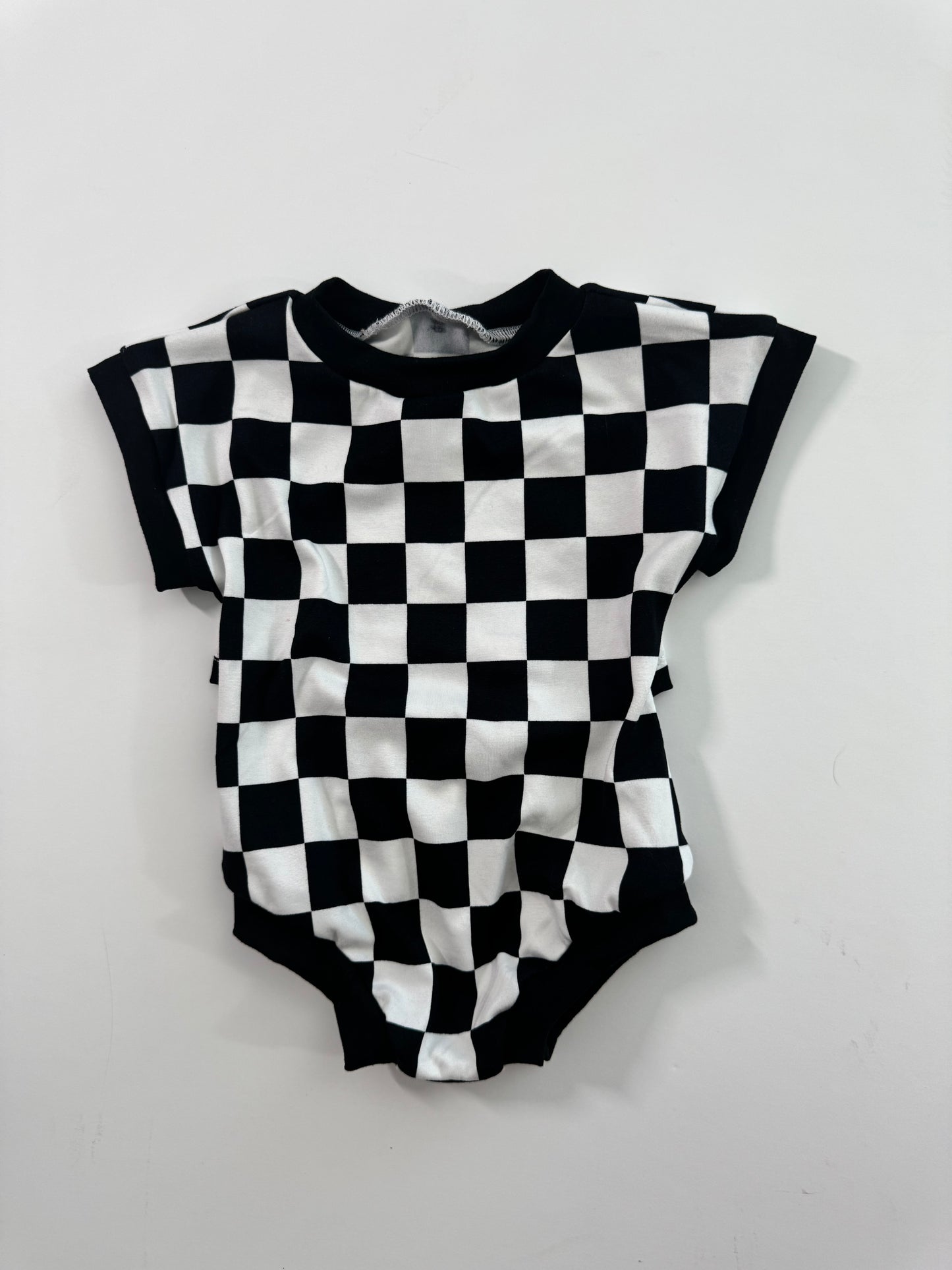 Black Checkered Tee Romper