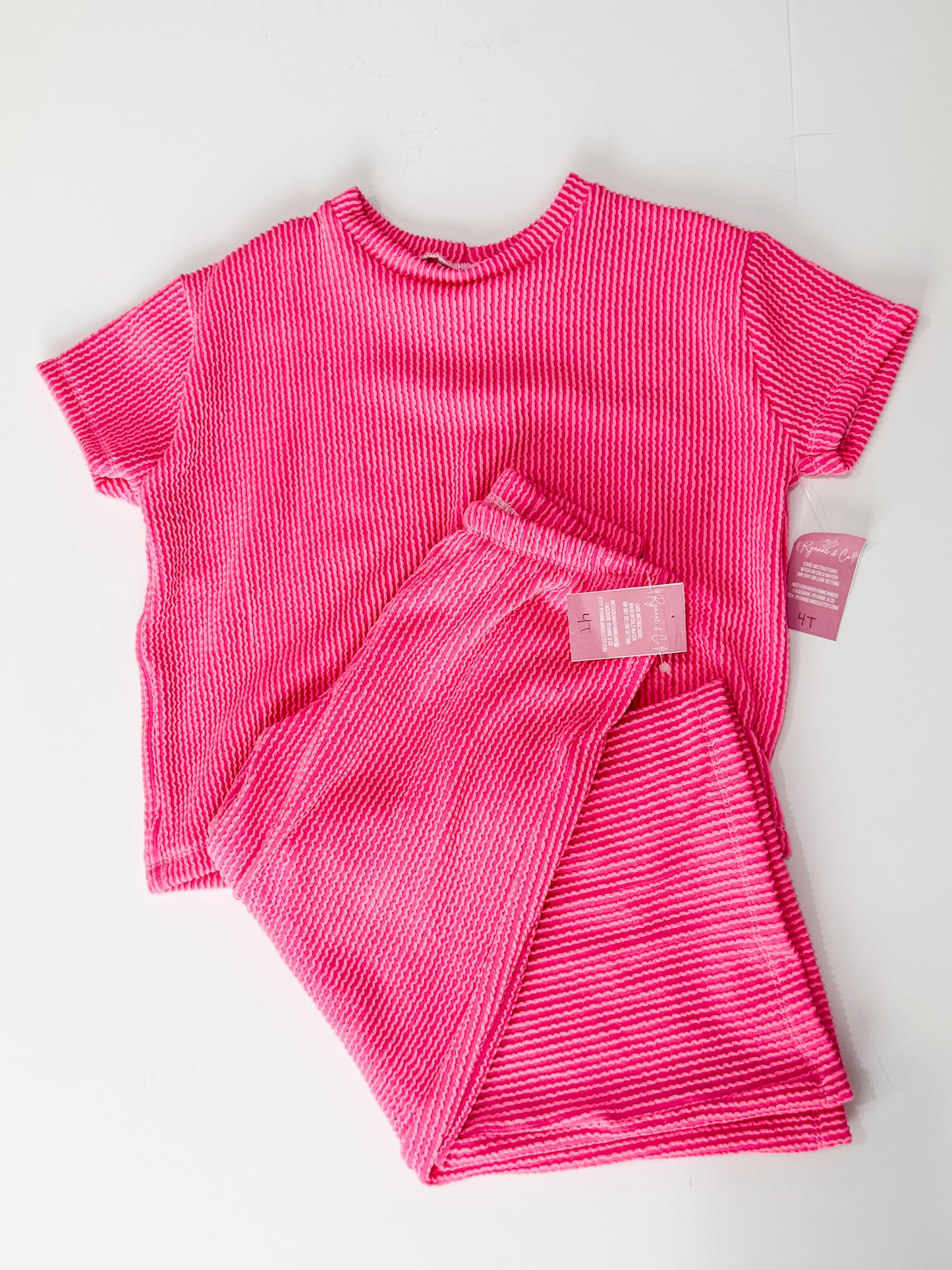 4T Pink Oversized Tee & Wide Leg Pants