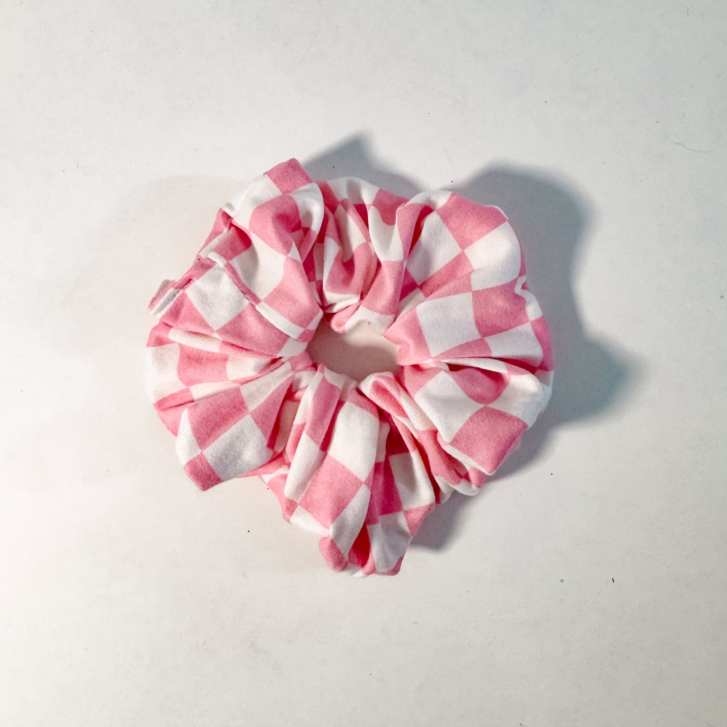 Pink Checkered Oversized Scrunchie