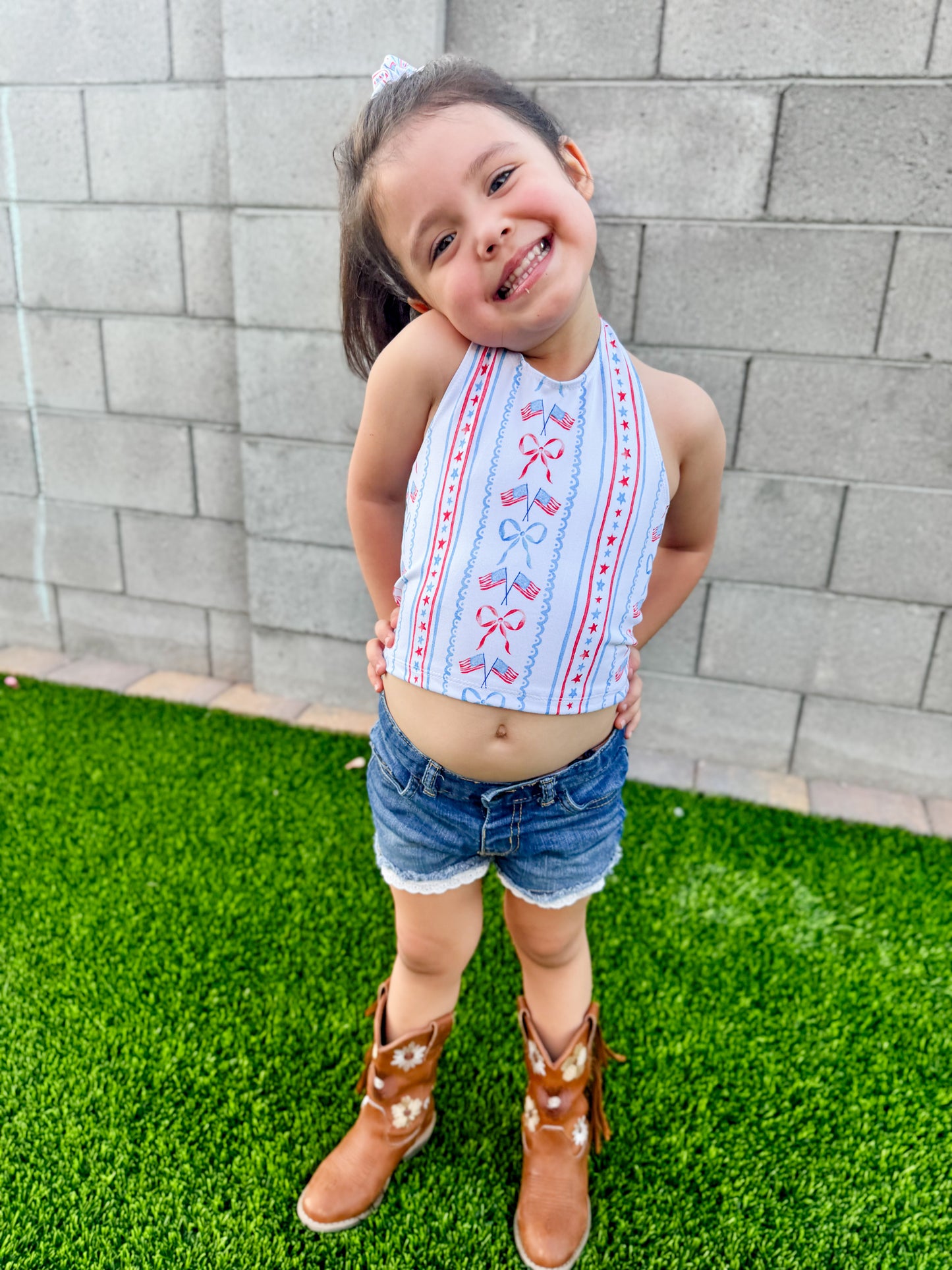 Dainty Bows & Flags Halter Top