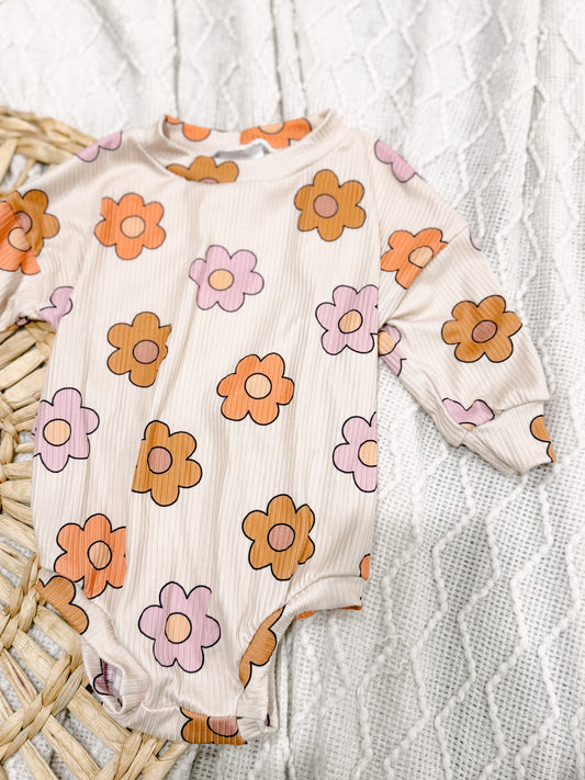 RTS 6-9m Doodle Floral Sweater Romper