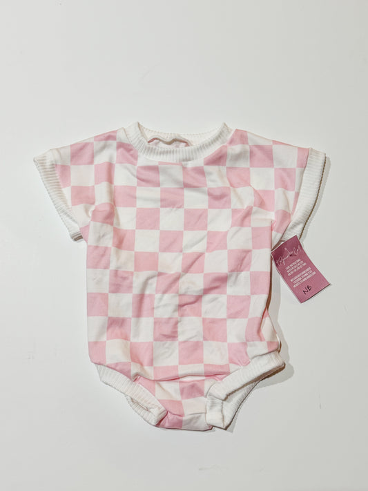Newborn Pink Checkered Tee Romper