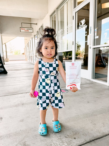 Smiley Checkered Petal Romper