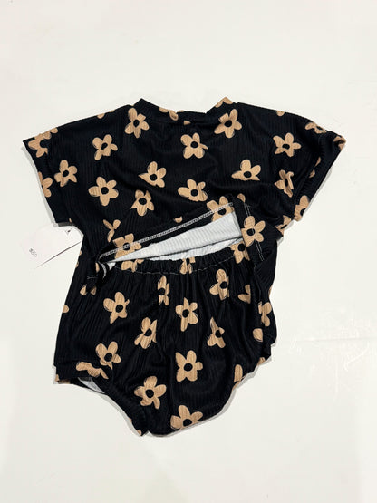 9-12m Black Floral Tee Romper