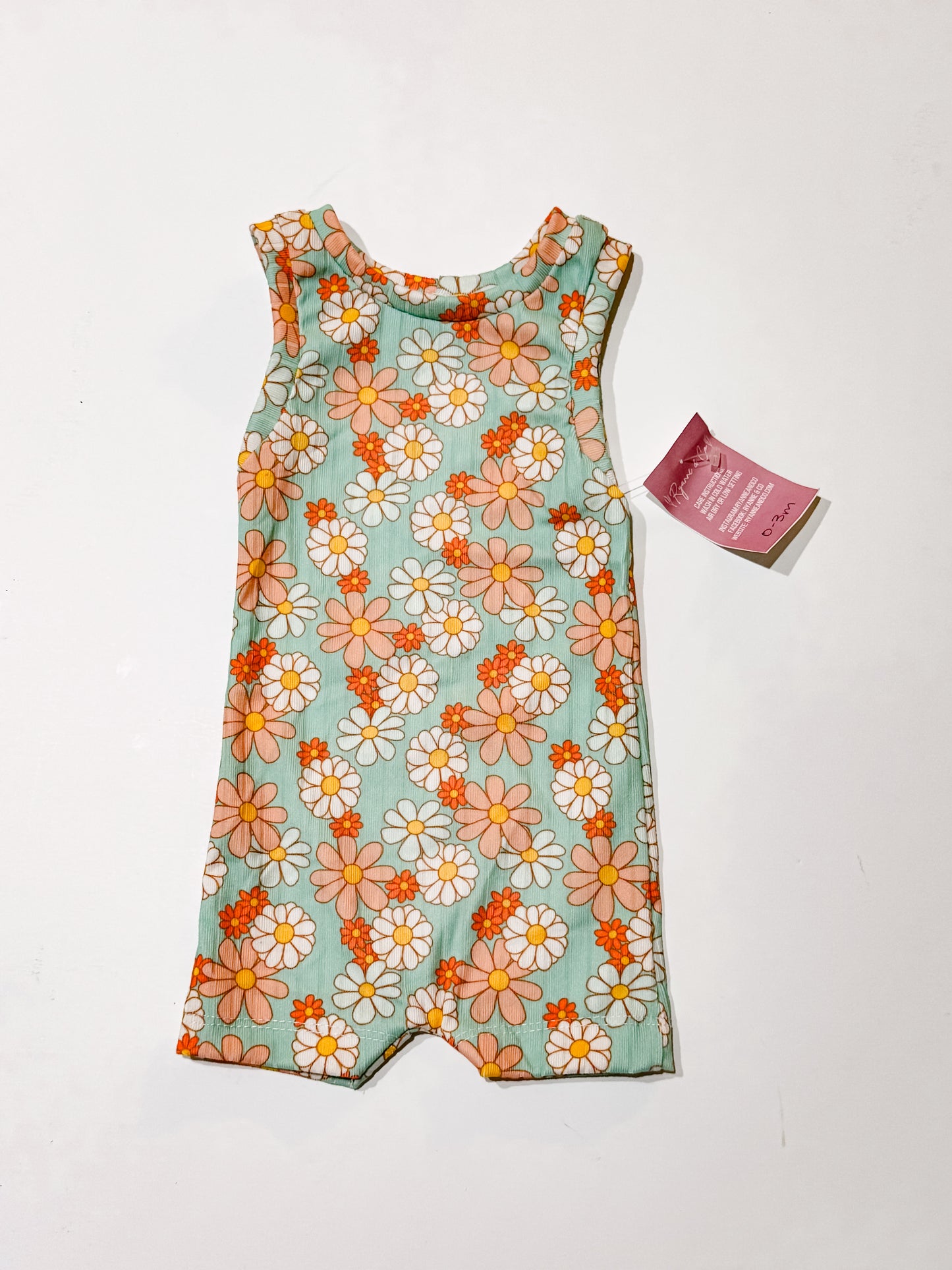 0-3m Teal Floral Rae Romper