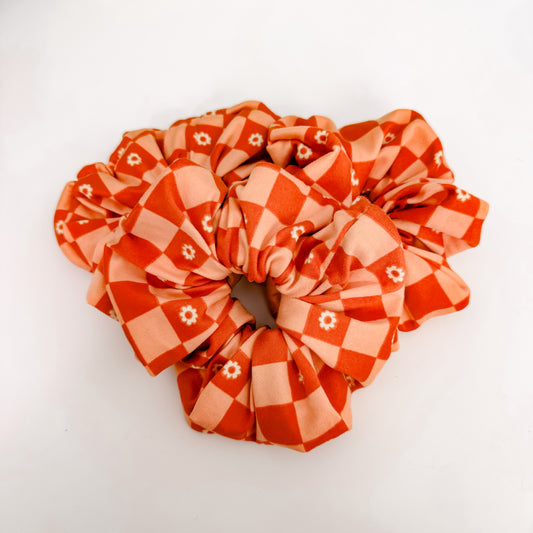 Orange Checkered Oversized Scrunchies