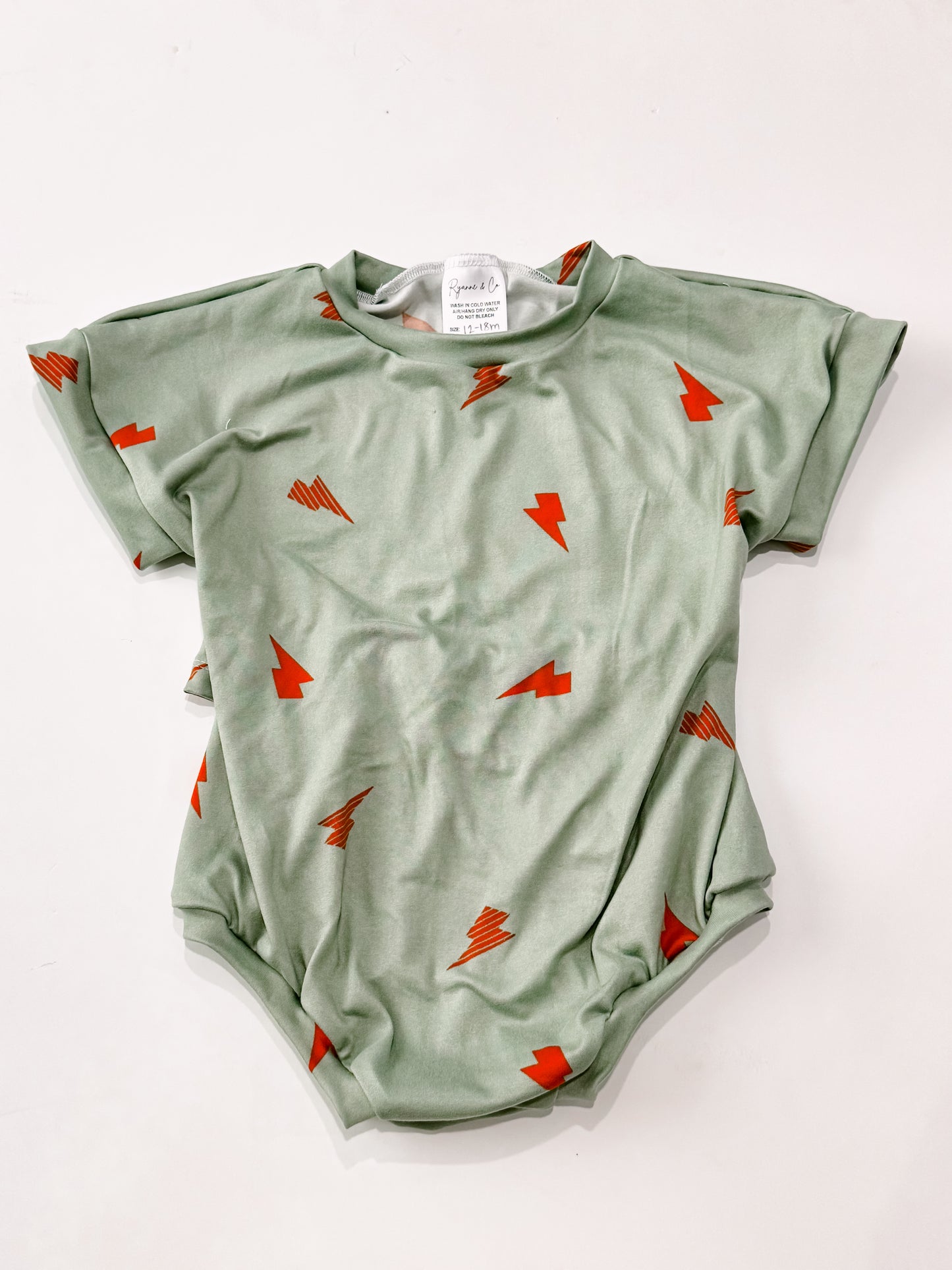 12-18m Sage Lightening Bolt Tee Romper