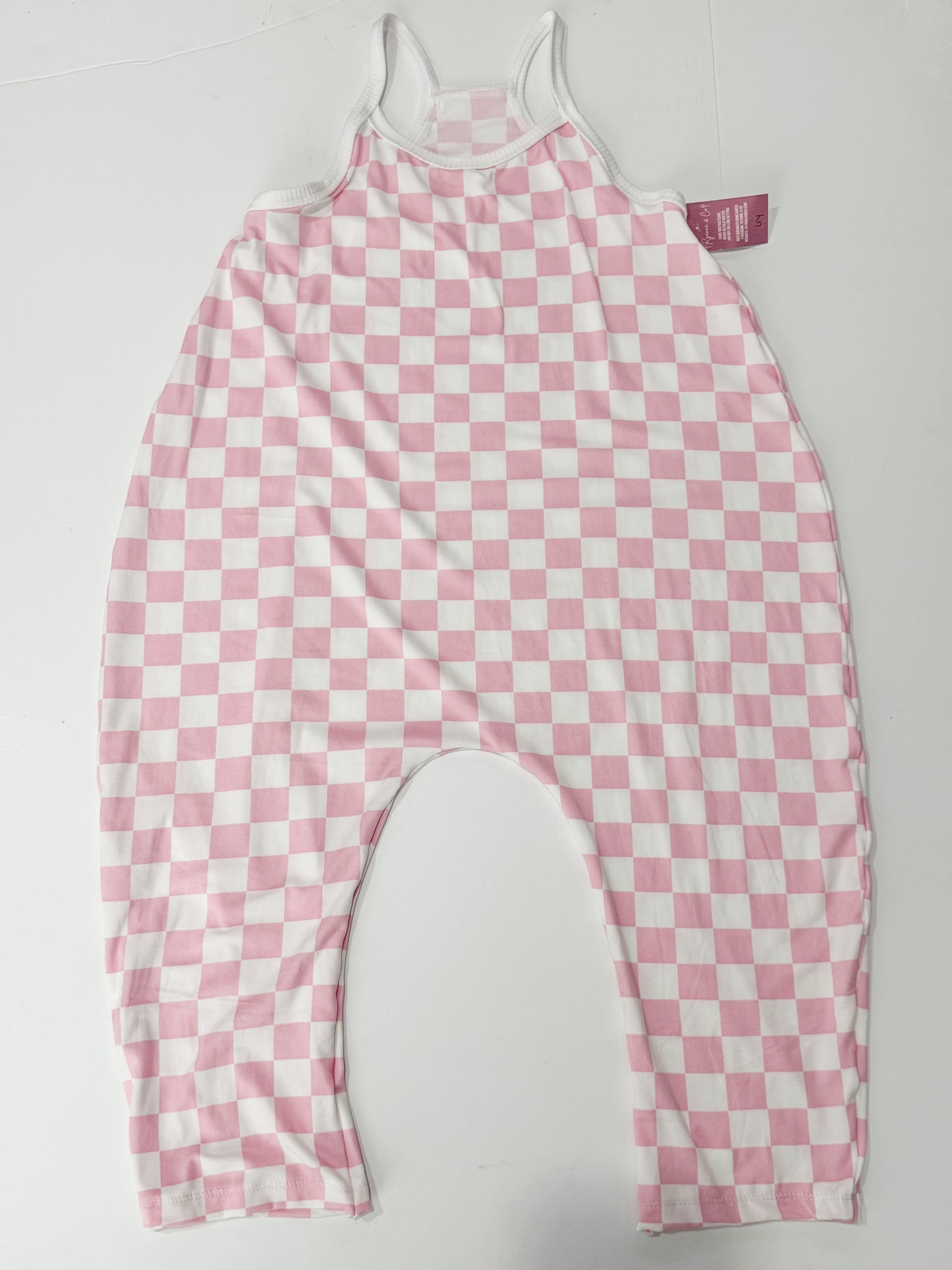 6Y Pink Checkered Terran Jumpsuit
