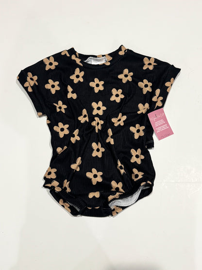 9-12m Black Floral Tee Romper