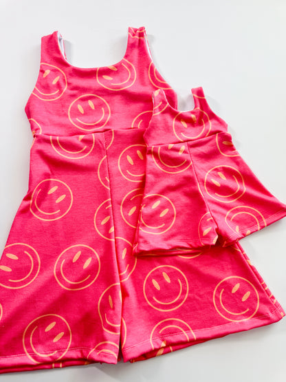 Hot Pink Smiley Petal Romper