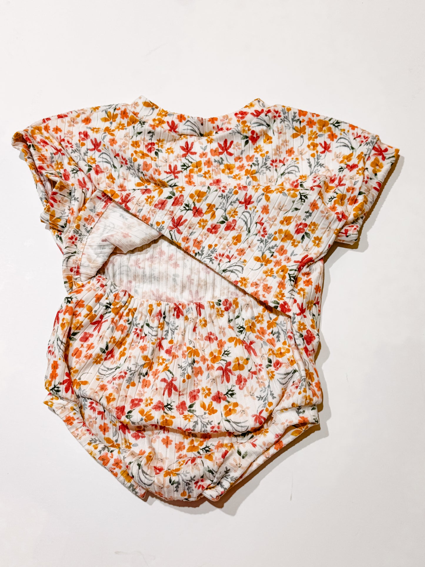 0-3m Peach Floral Tee Romper