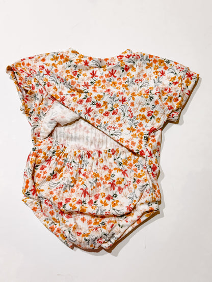 0-3m Peach Floral Tee Romper