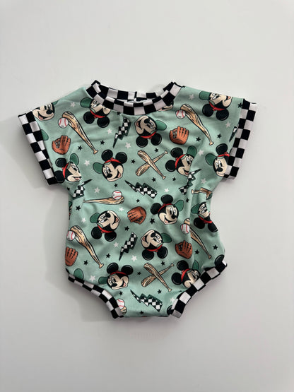 Baseball Mouse Tee Romper