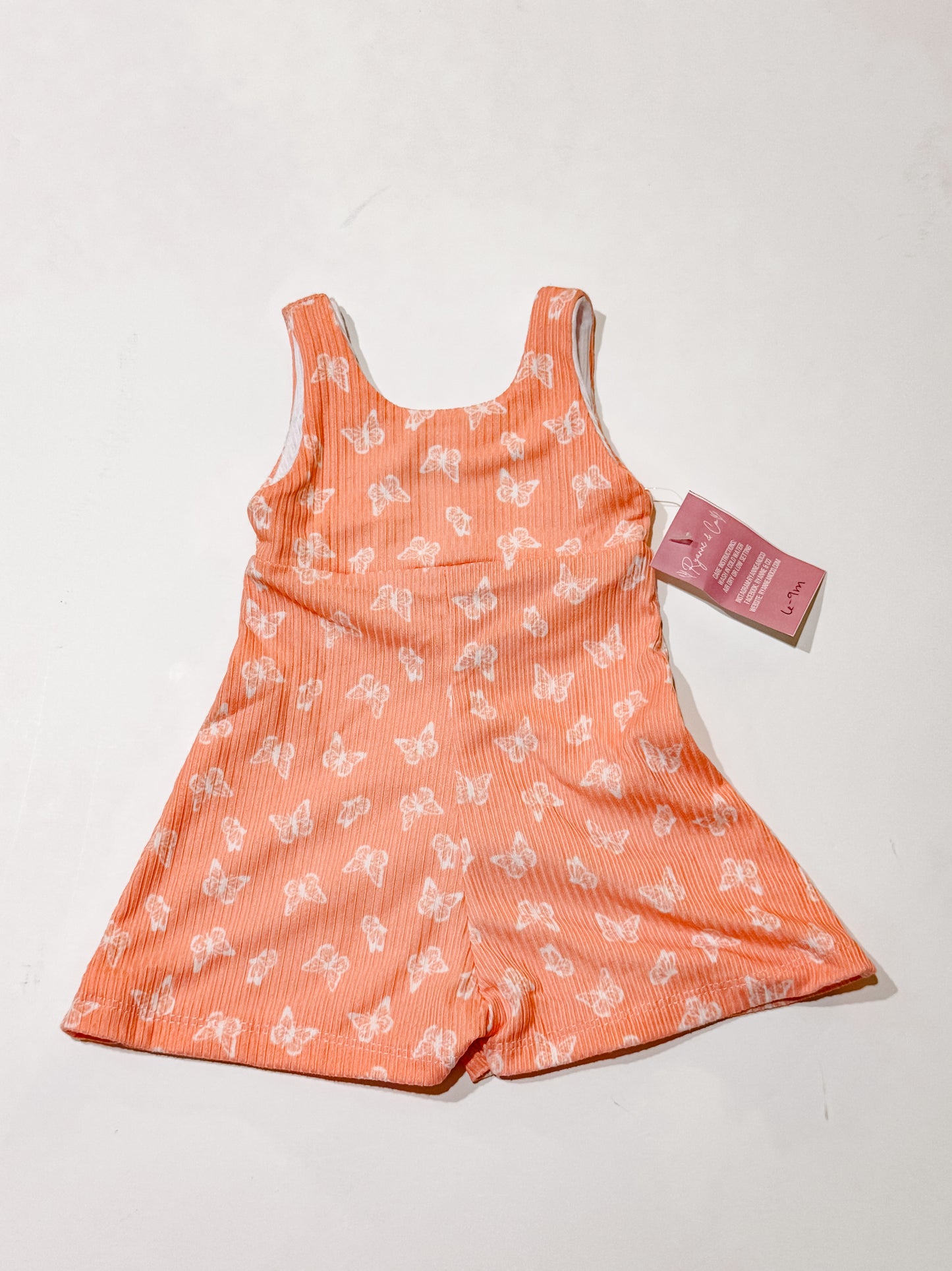 6-9m Coral Butterflies Petal Romper