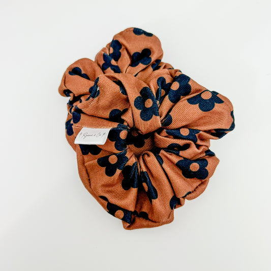 Brown Floral Oversized Scrunchies