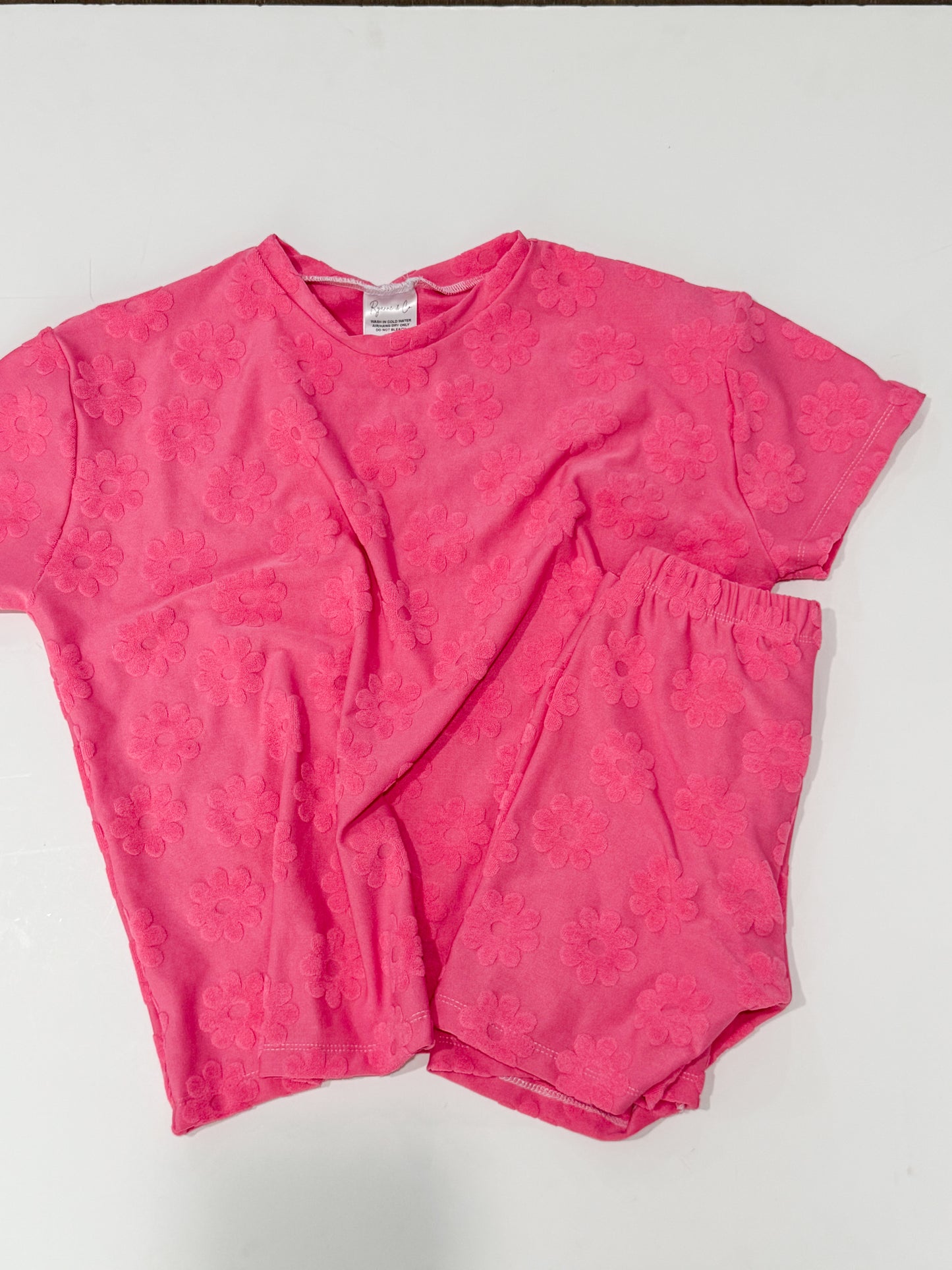 8Y Pink Daisies Oversized Tee & Bikers