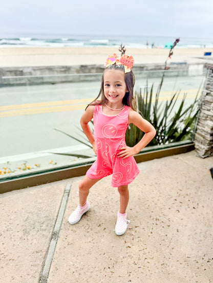 Hot Pink Smiley Petal Romper