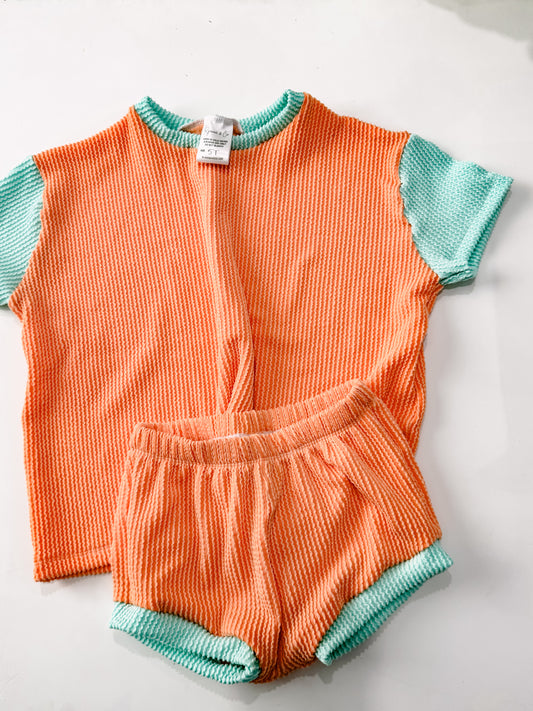 5T Coral & Teal Oversized Tee & Shorties