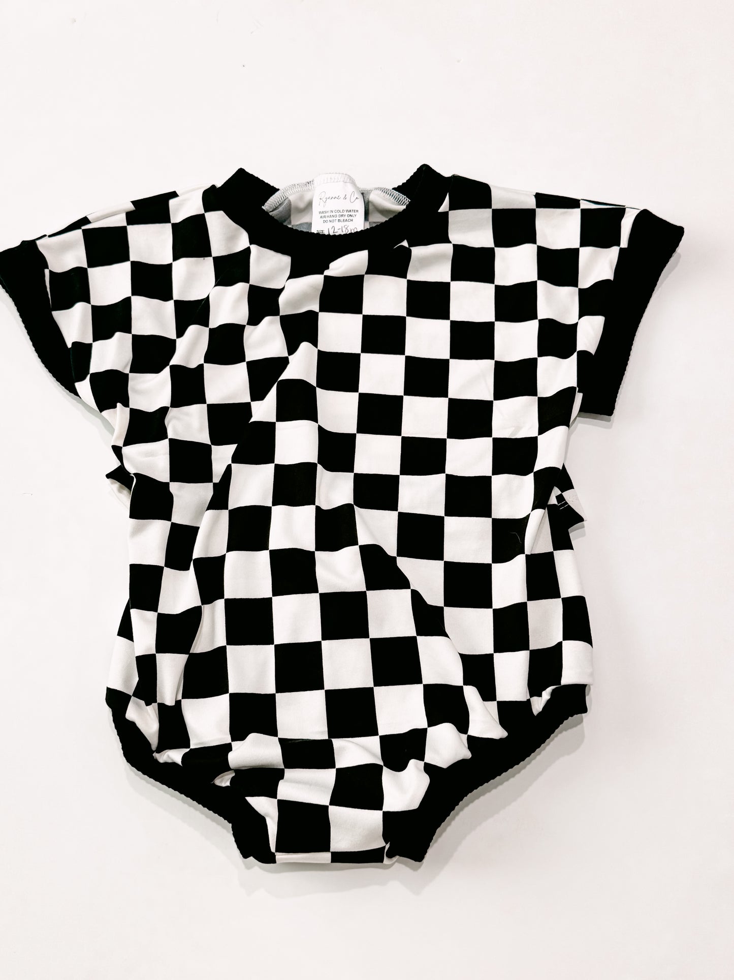 12-18m Black Checkered Tee Romper