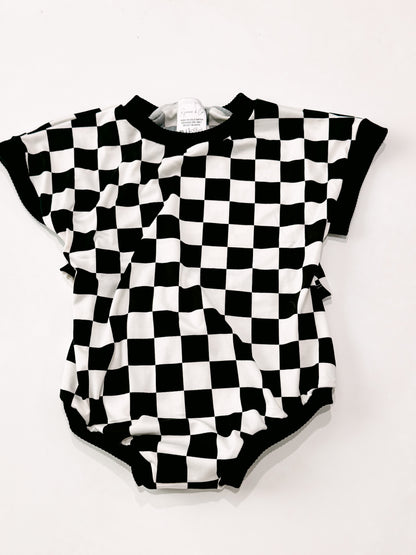12-18m Black Checkered Tee Romper