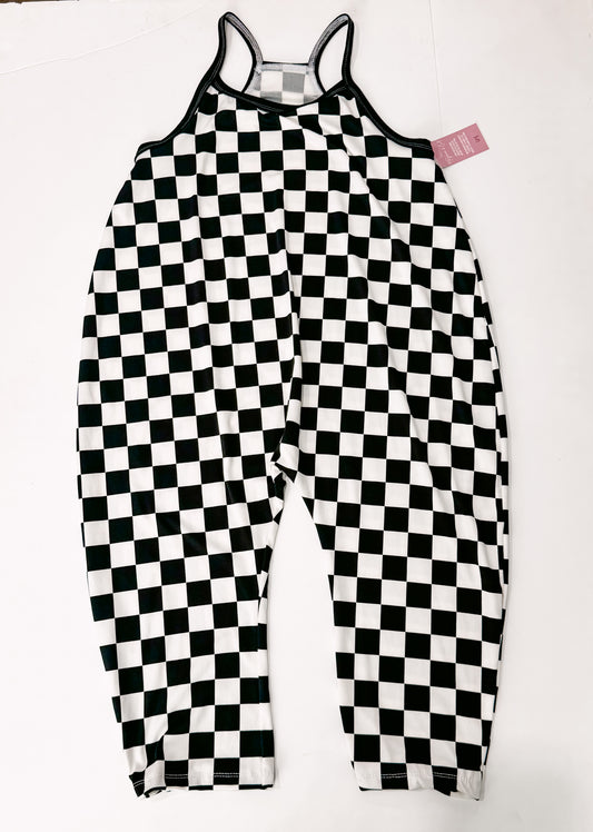 6Y Black Checkered Terran Jumpsuit