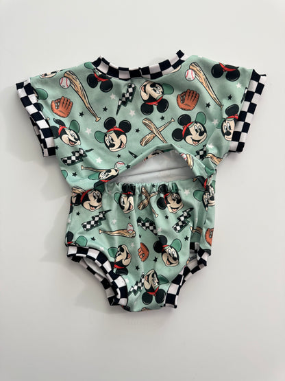 Baseball Mouse Tee Romper