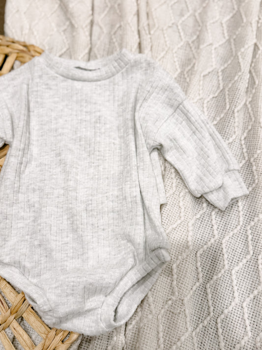 RTS 9-12m Cozy Grey Sweater Romper