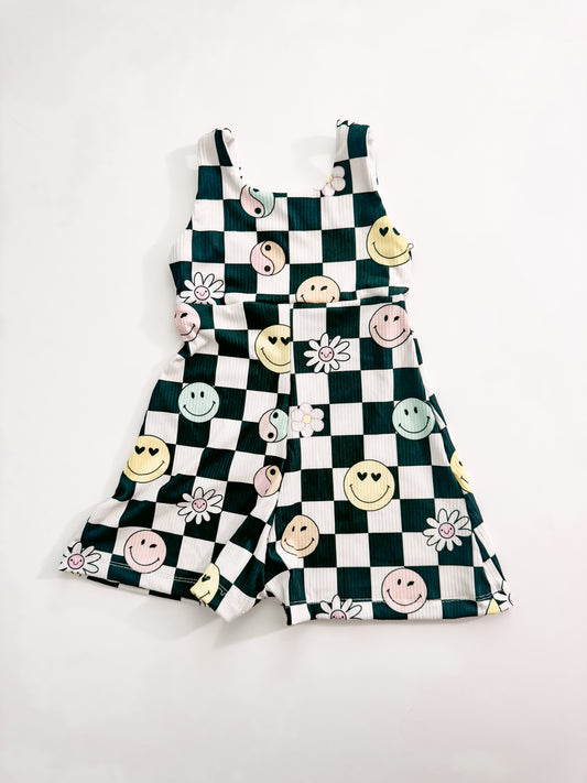 Smiley Checkered Petal Romper
