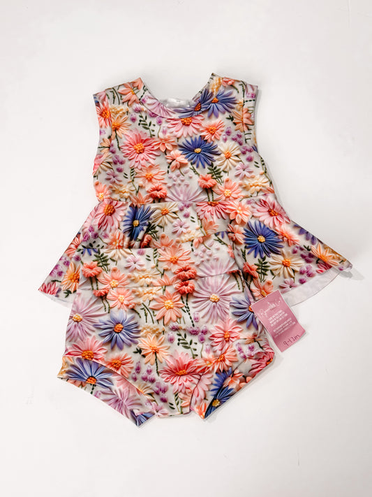 9-12m Floral Tank Peplum & Bummies