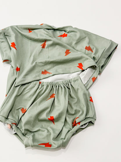12-18m Sage Lightening Bolt Tee Romper