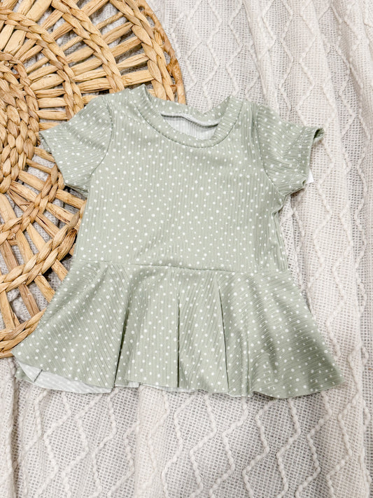 RTS 18-24m Sage Dots Peplum Top
