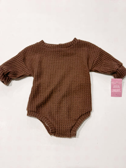 0-3m Brown Sweater Romper