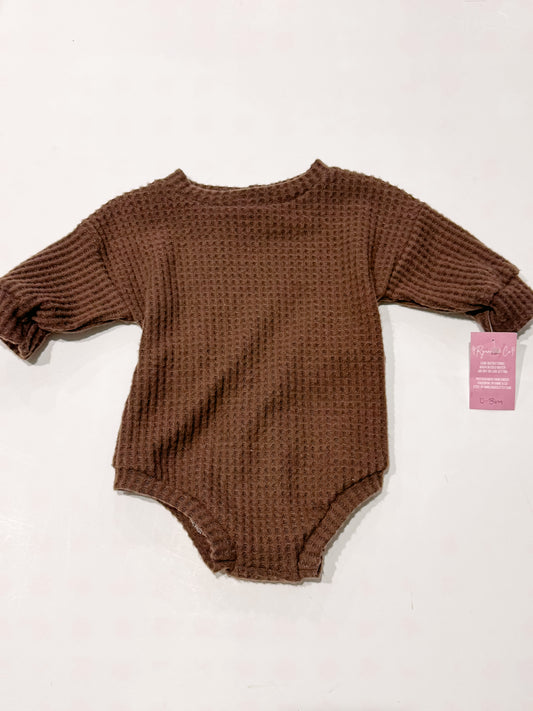 0-3m Brown Sweater Romper