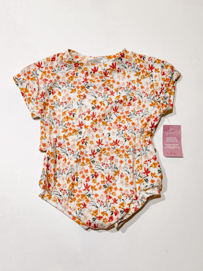 0-3m Peach Floral Tee Romper