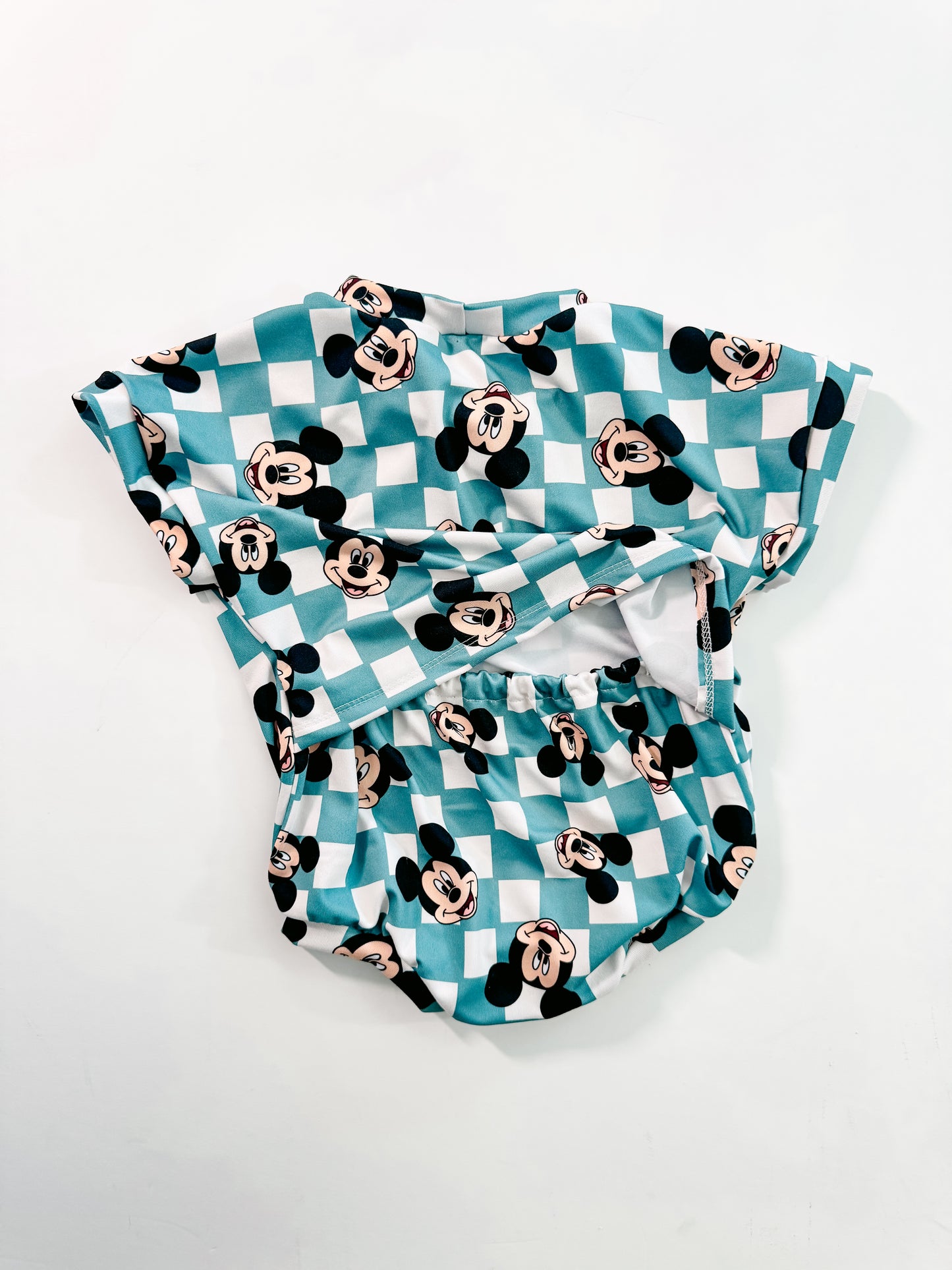 Teal Checkered Baby Tee Romper