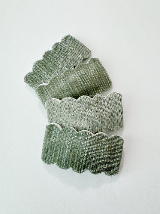 Sage Suede Scallop Snap Clip